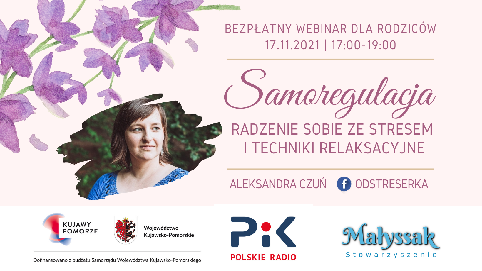 Baner webinaru dla rodziców Samoregulacja, radzenie sobie ze stresem i techniki relaksacyjne