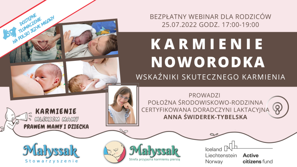 Baner webinaru "Karmienie noworodka - wskaźniki skutecznego karmienia" z położną
